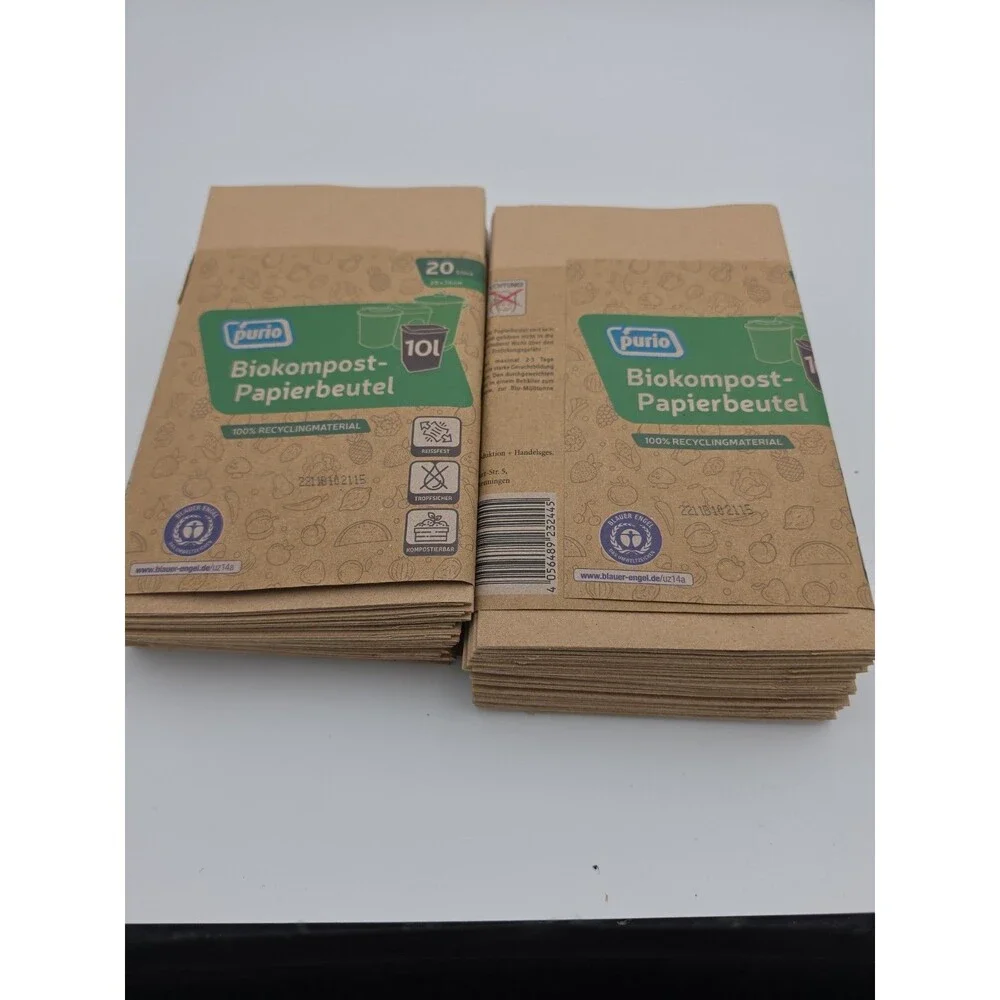 39 Pürio 10L Compost Paper Bags Biodegradable Food Waste Liners Made in Germany